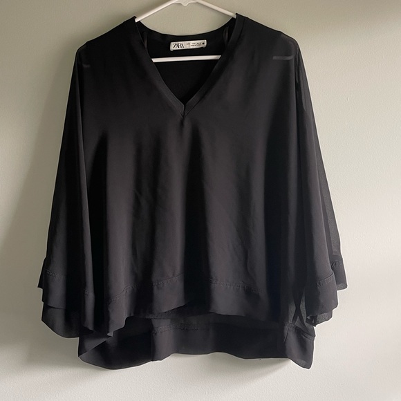 Zara Tops - Zara Black Sheer Overlay Top
